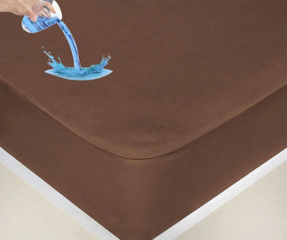 Premium Quality 100% Waterproof Fitted Style Mattress Protector- Blue Brown