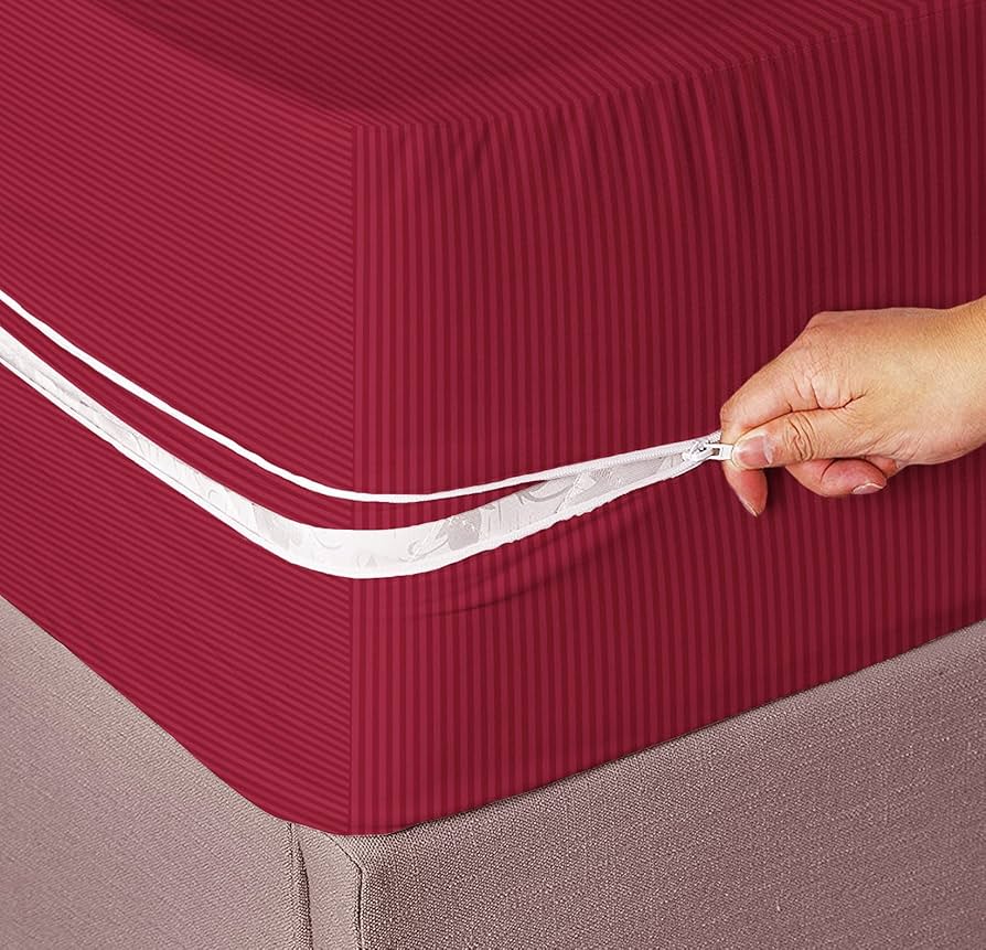 Waterproof Zipper Mattress Protector- Maroon Color